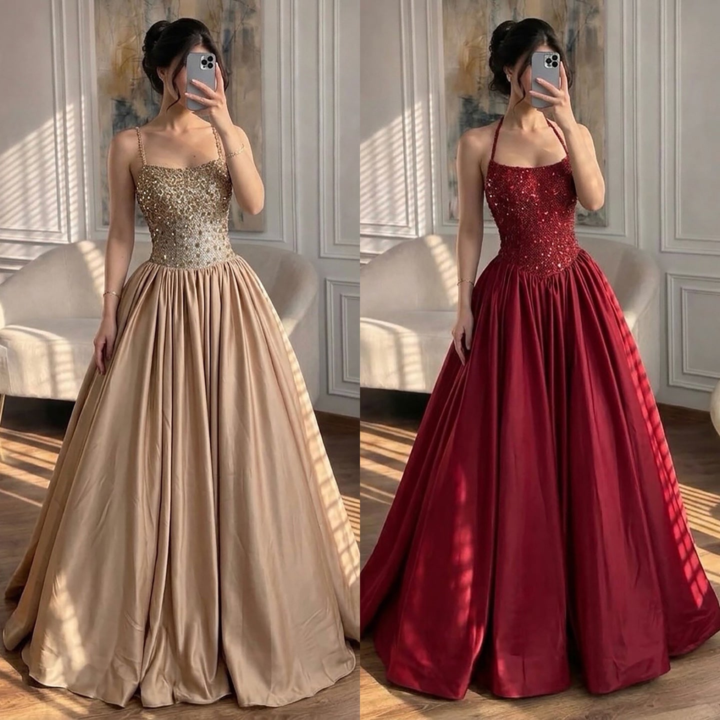 Luxury Gold Diamond Halter Evening Dress Ball Gown LA73441 SERENE HILL