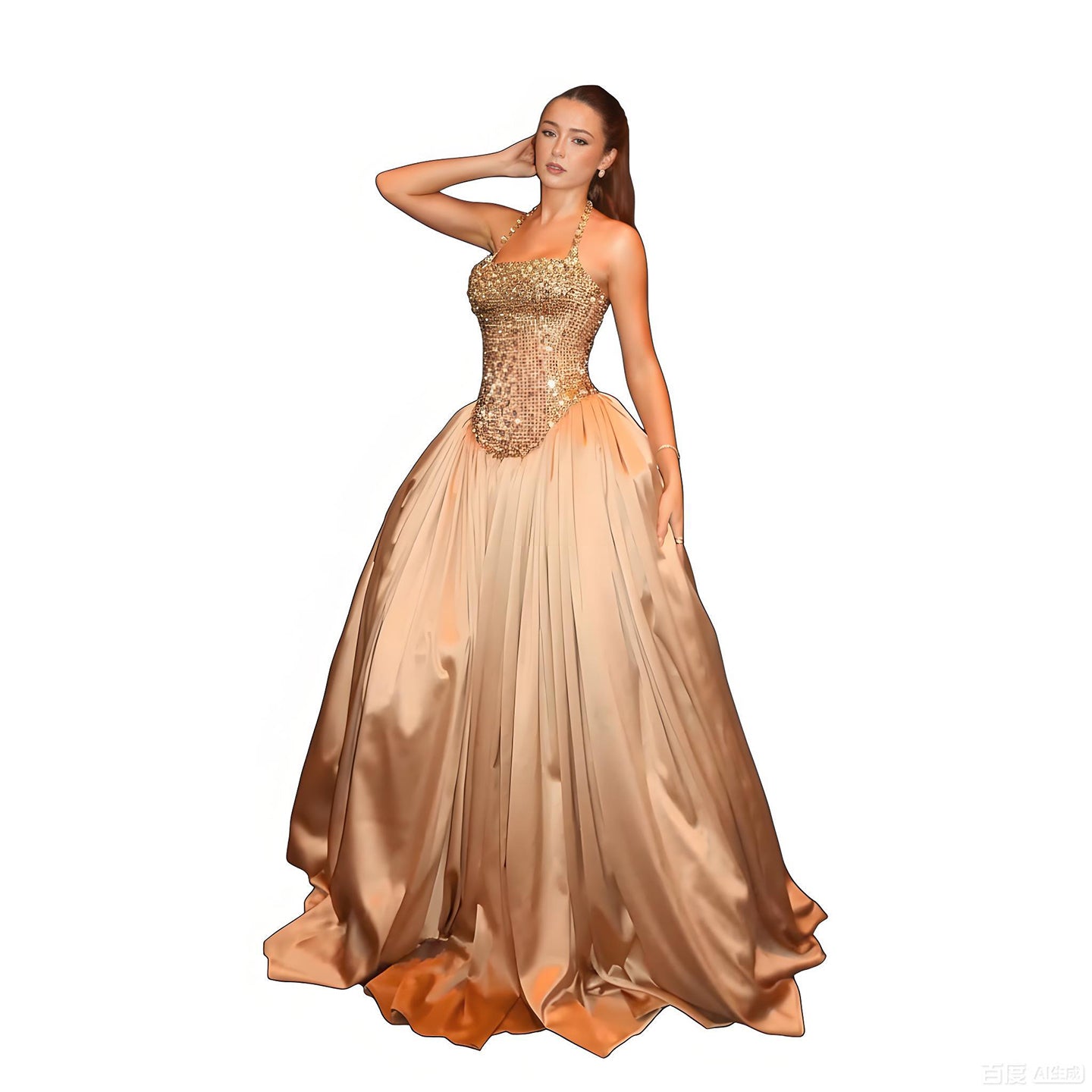 Luxury Gold Diamond Halter Evening Dress Ball Gown LA73441 SERENE HILL Luxury Gold Diamond Halter Evening Dress Ball Gown LA73441 SERENE HILL