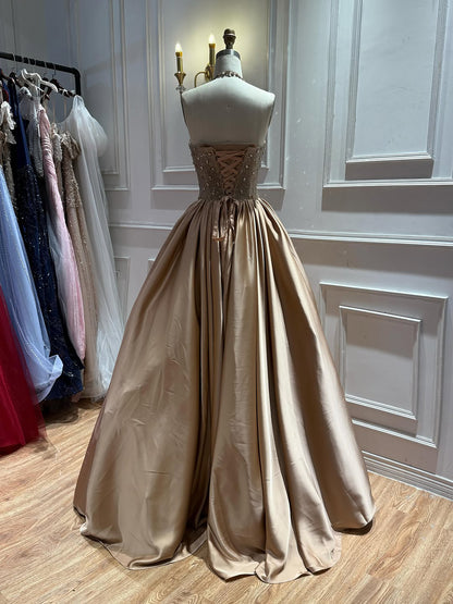 Luxury Gold Diamond Halter Evening Dress Ball Gown LA73441 SERENE HILL