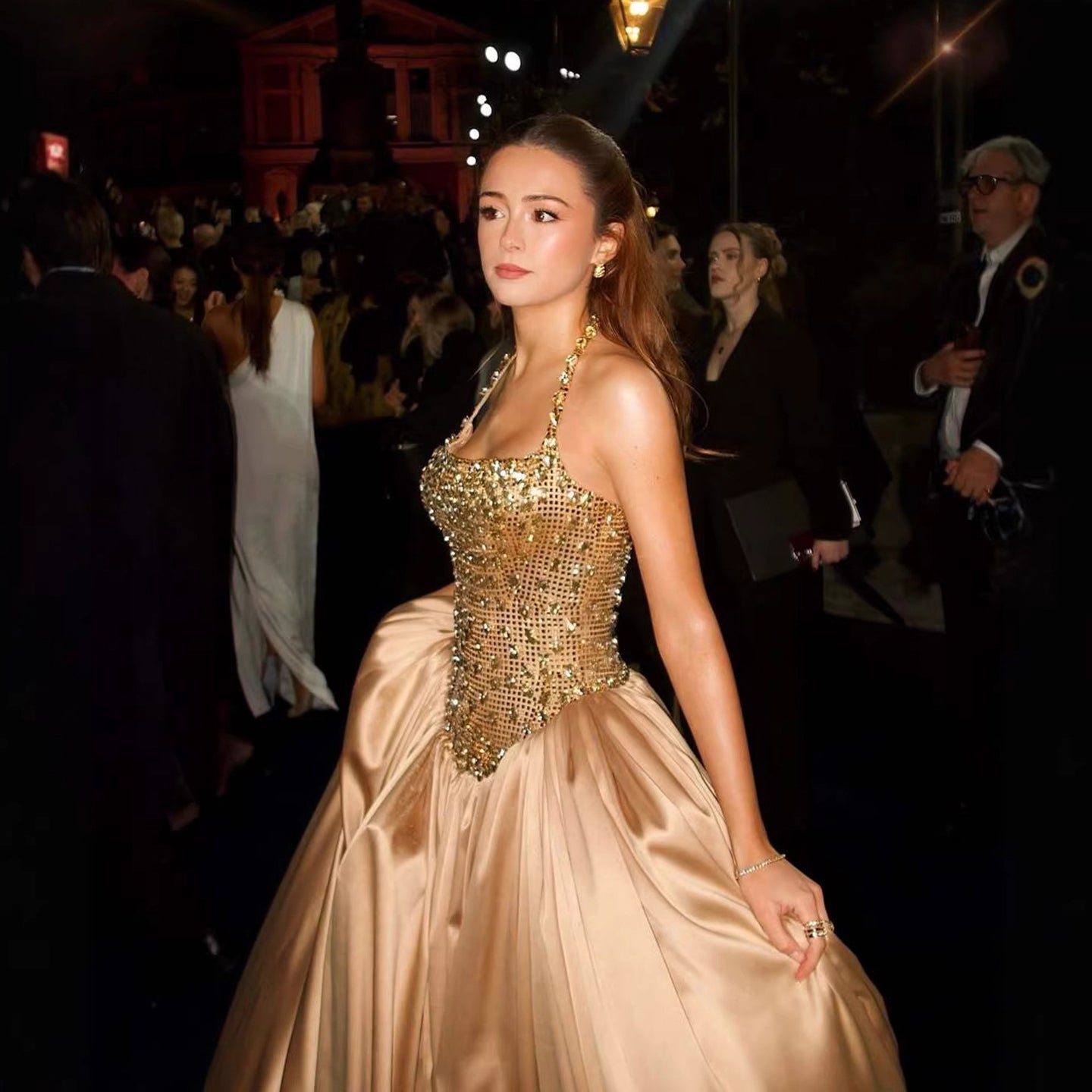 Luxury Gold Diamond Halter Evening Dress Ball Gown LA73441 - Gold / 6 Luxury Gold Diamond Halter Evening Dress Ball Gown LA73441 - Gold / 6