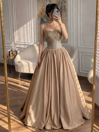 Luxury Gold Diamond Halter Evening Dress Ball Gown LA73441 SERENE HILL