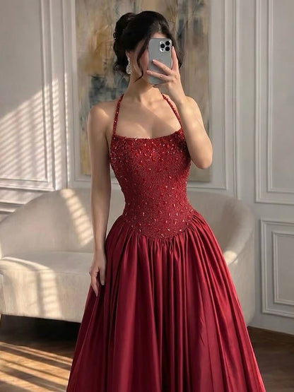Luxury Gold Diamond Halter Evening Dress Ball Gown LA73441 SERENE HILL