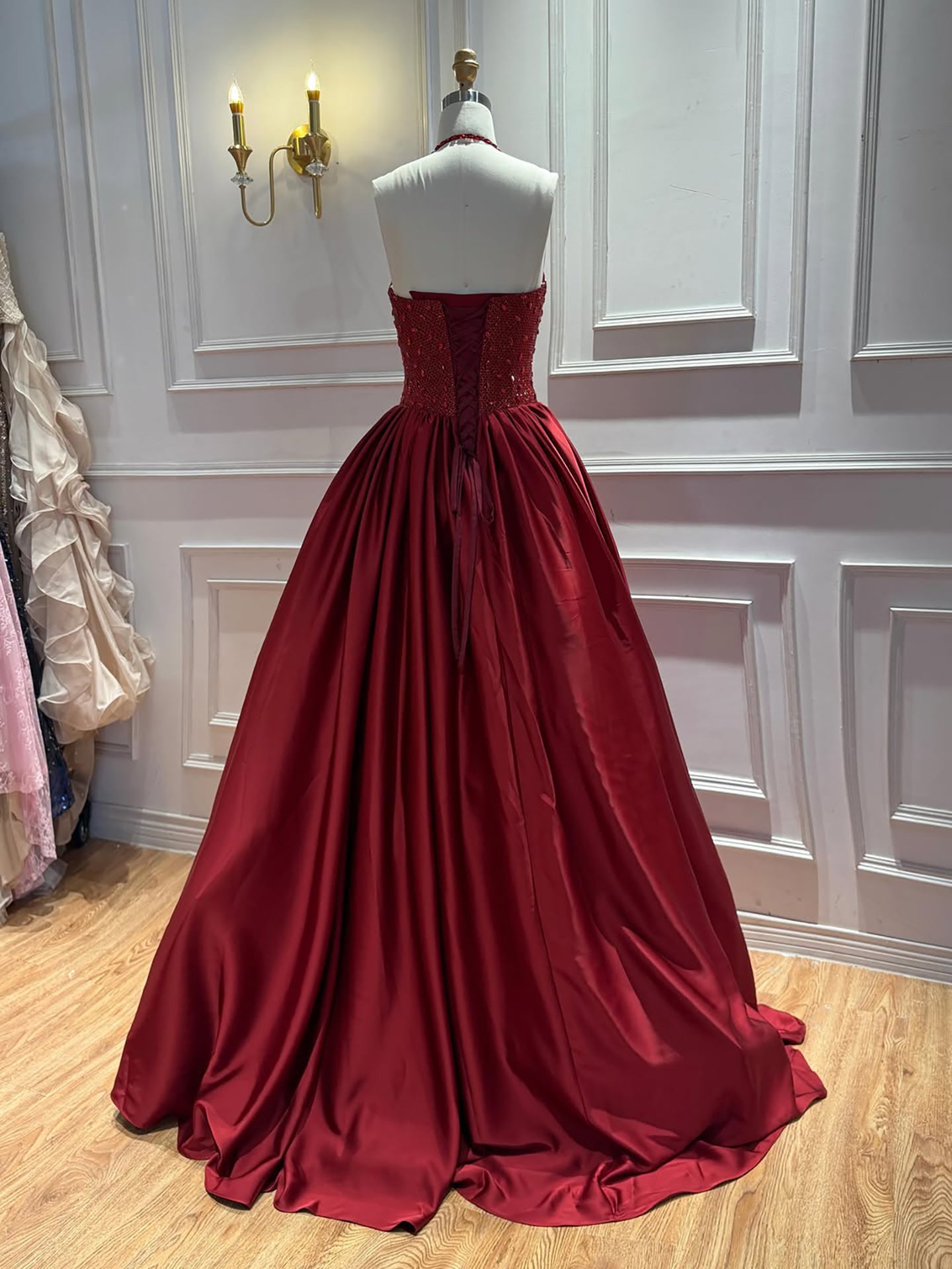 Luxury Gold Diamond Halter Evening Dress Ball Gown LA73441 SERENE HILL