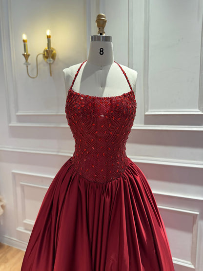 Luxury Gold Diamond Halter Evening Dress Ball Gown LA73441 SERENE HILL