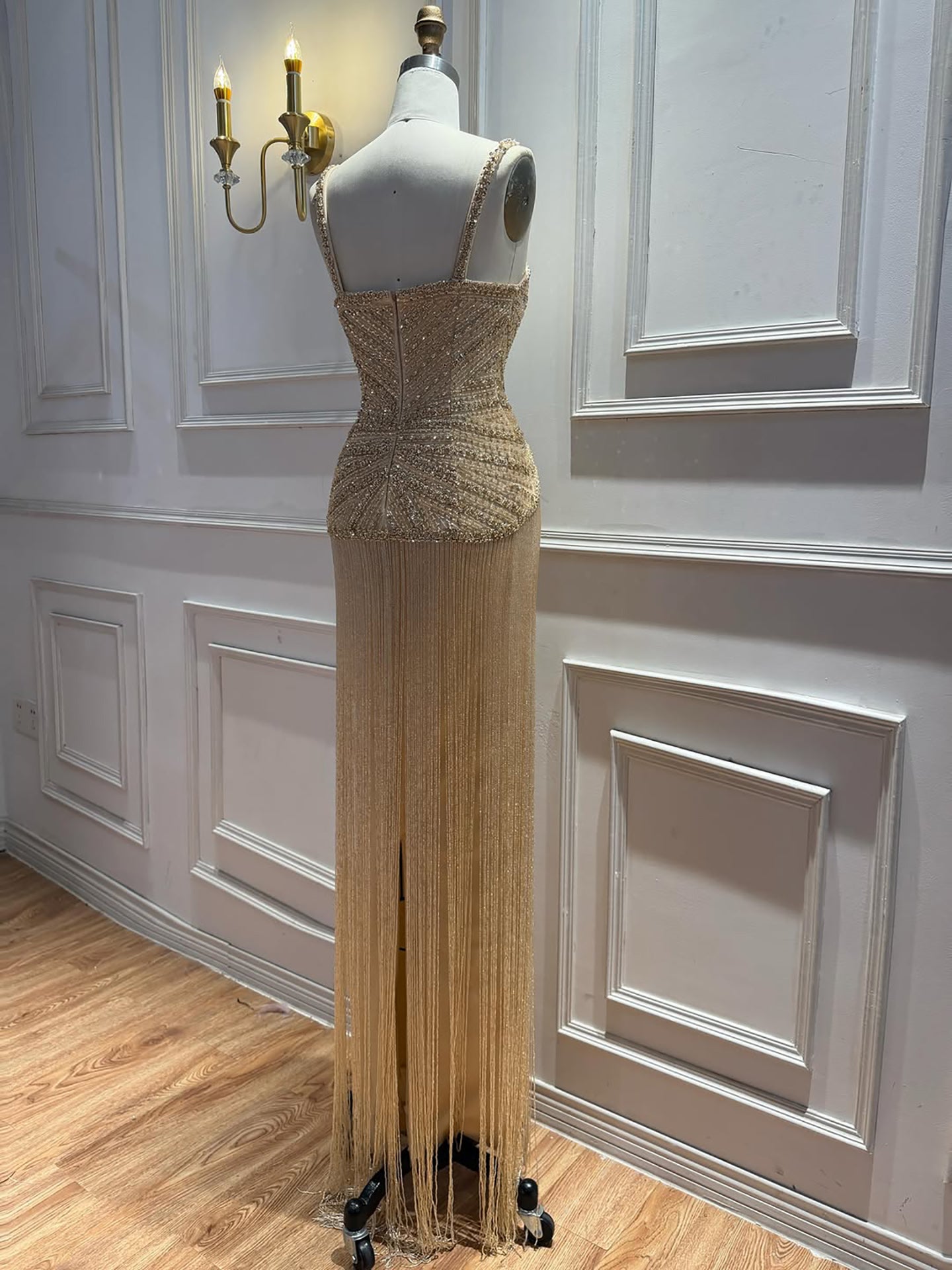 Luxury Arabic Gold Mermaid Beaded Tassel Evening Dress LA73446 SERENE HILL