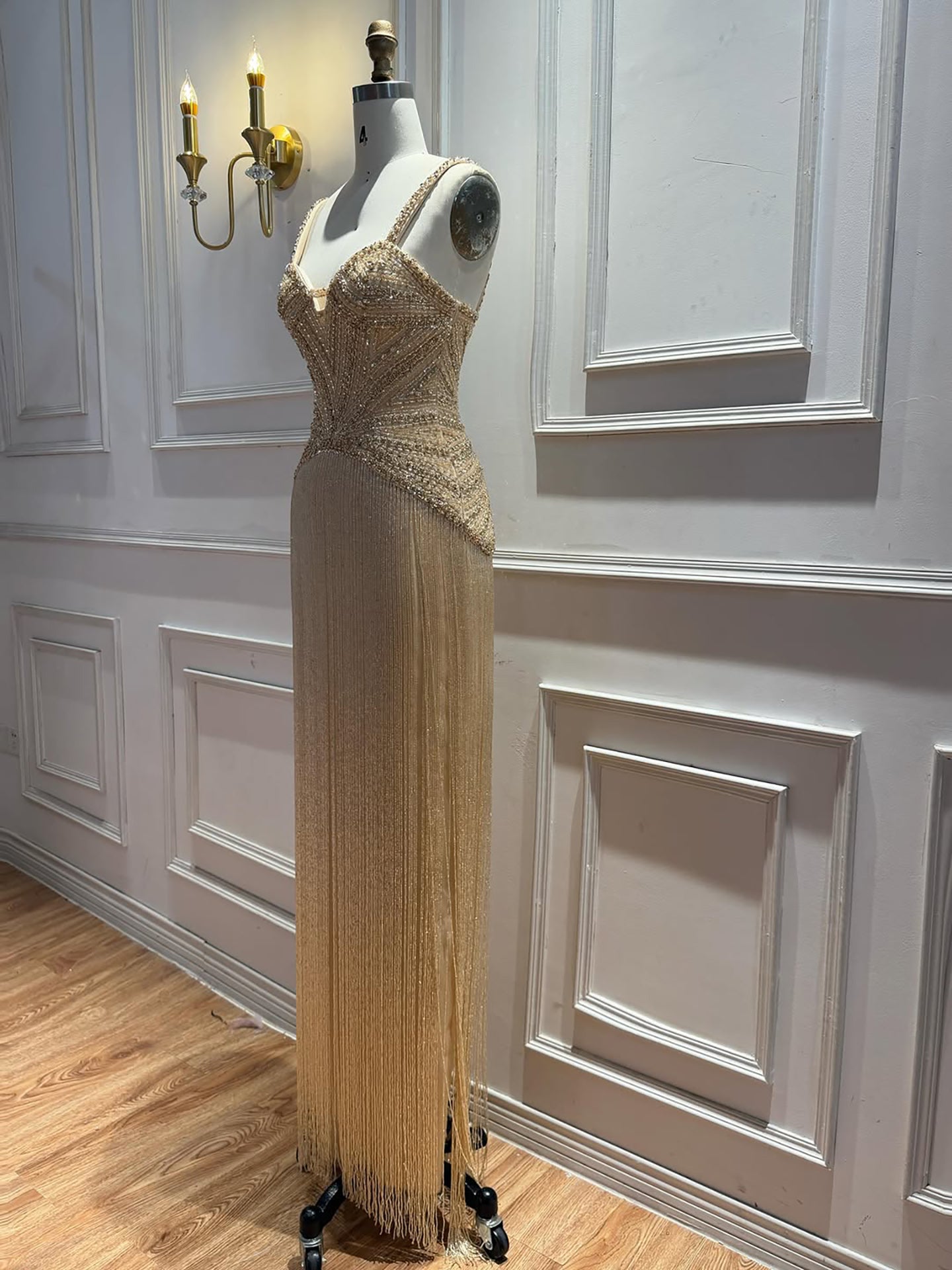 Luxury Arabic Gold Mermaid Beaded Tassel Evening Dress LA73446 SERENE HILL