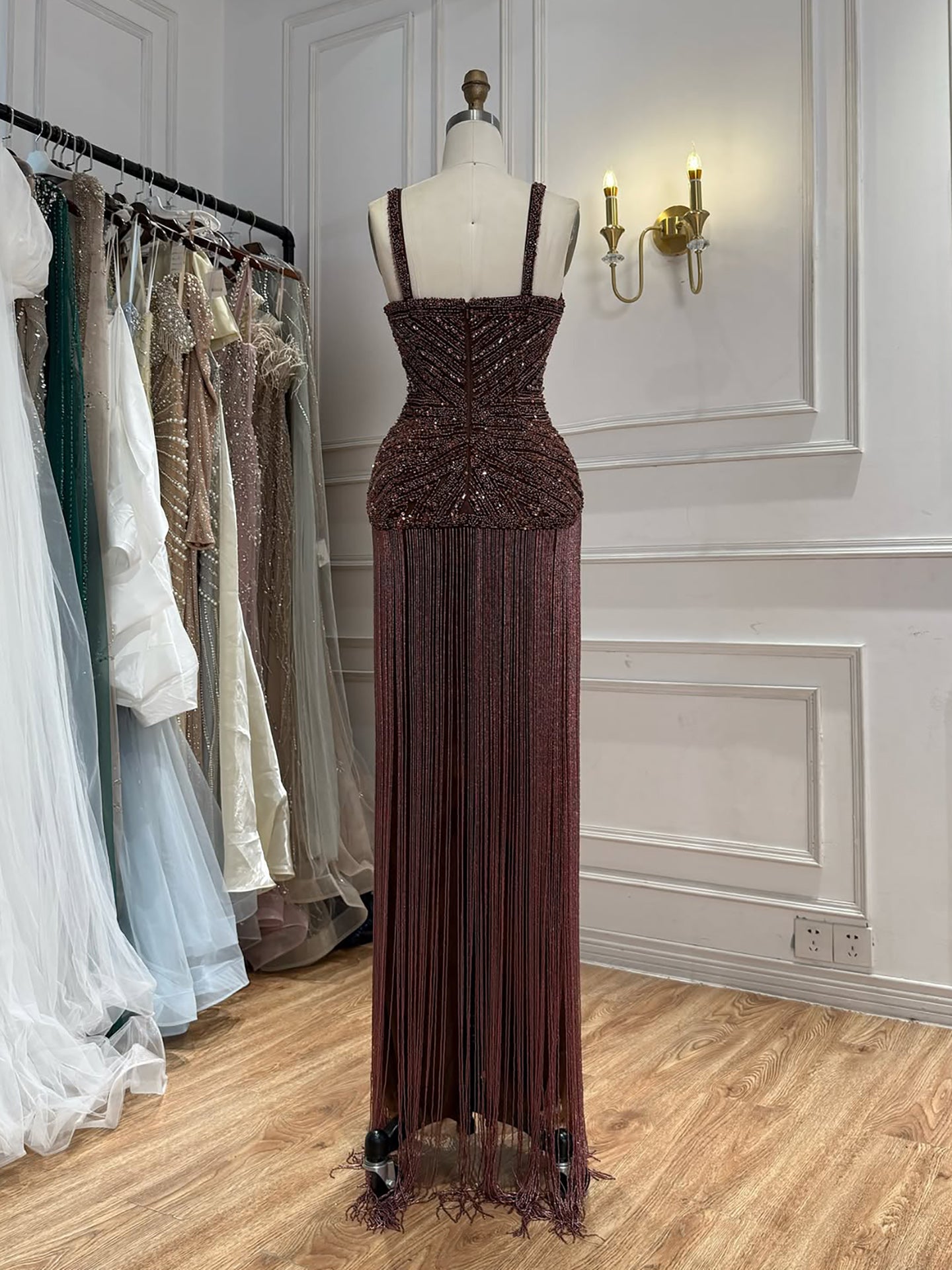 Luxury Arabic Gold Mermaid Beaded Tassel Evening Dress LA73446 SERENE HILL