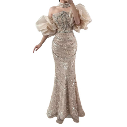 Luxury Arabic Lilac Mermaid Beaded Evening Dress LA73450 - SERENE  HILL