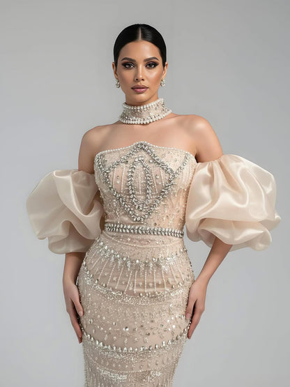 Luxury Arabic Lilac Mermaid Beaded Evening Dress LA73450 - SERENE  HILL