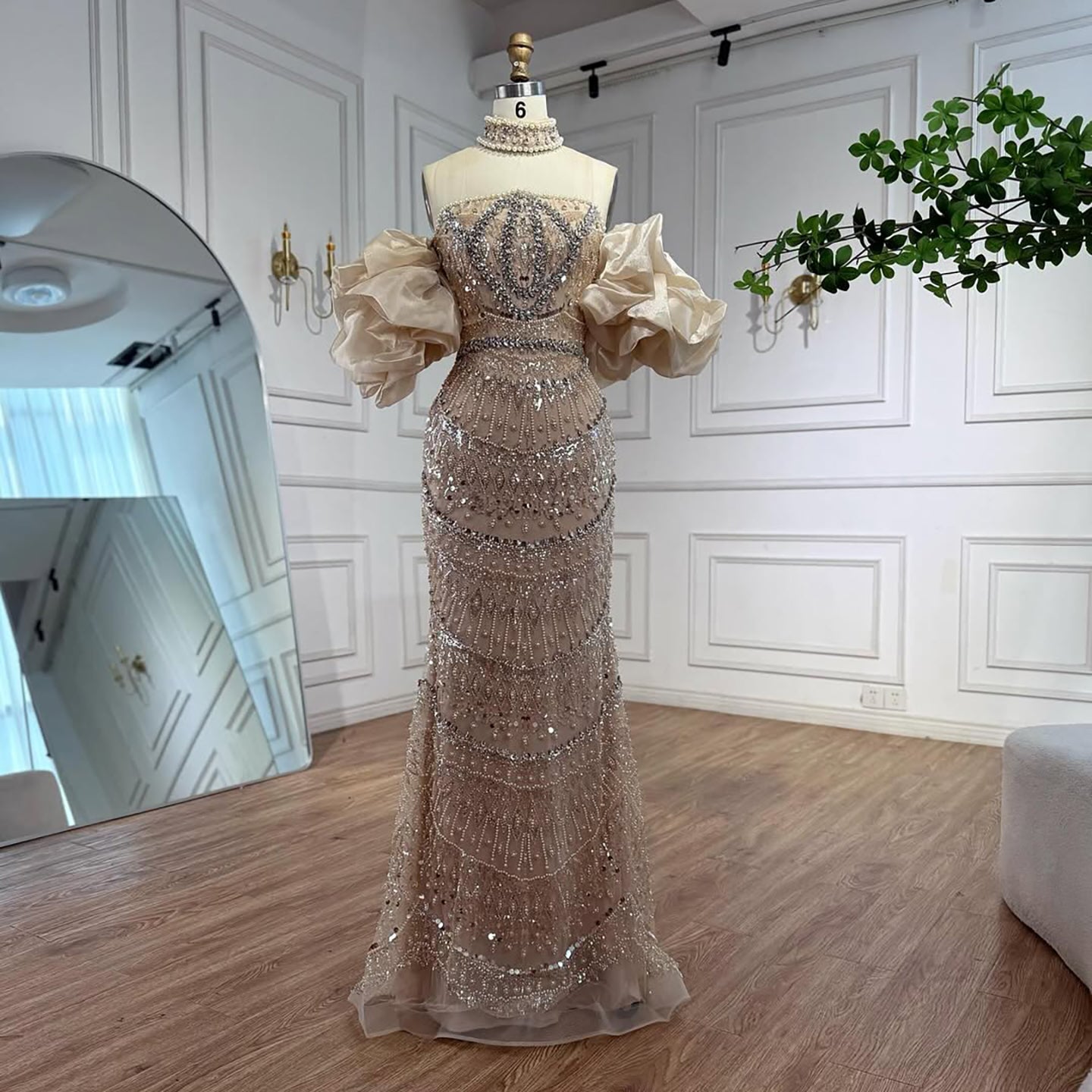 Luxury Arabic Lilac Mermaid Beaded Evening Dress LA73450 - SERENE  HILL
