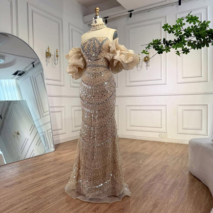 Luxury Arabic Lilac Mermaid Beaded Evening Dress LA73450 - SERENE  HILL