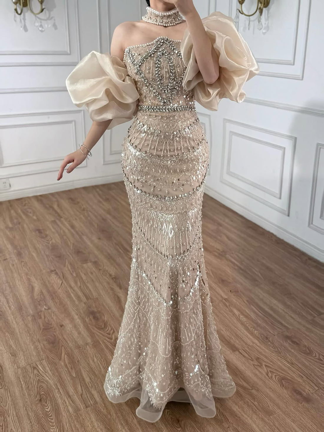Luxury Arabic Lilac Mermaid Beaded Evening Dress LA73450 - SERENE  HILL