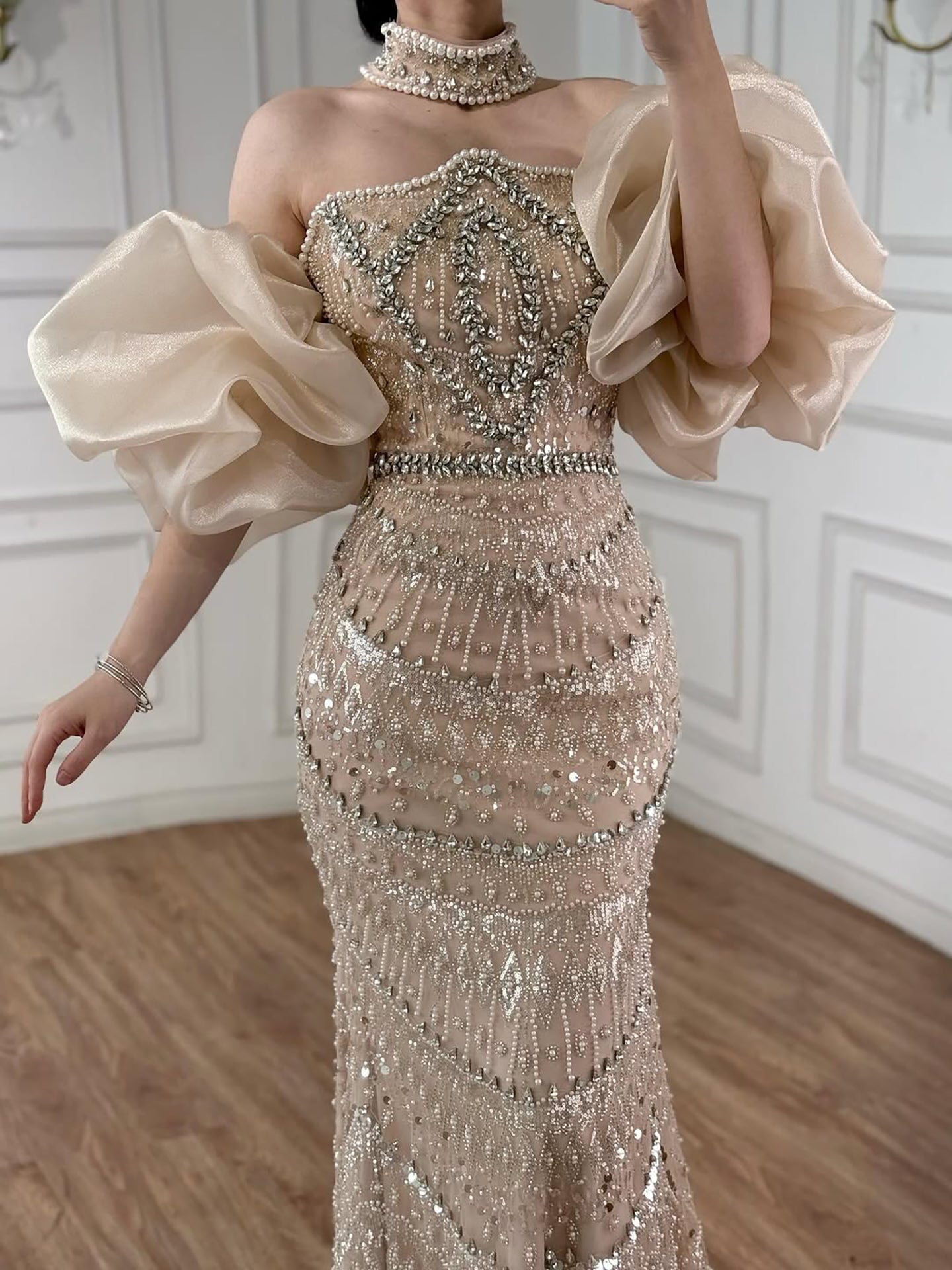 Luxury Arabic Lilac Mermaid Beaded Evening Dress LA73450 - SERENE  HILL