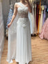Luxury Pink Arabic Floral chiffon Evening Dress With Cape LA73451 - SERENE  HILL