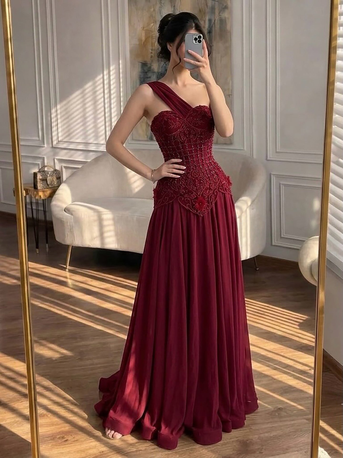 Luxury Pink Arabic Floral Evening Dress With Cape LA73451 Pink / 4