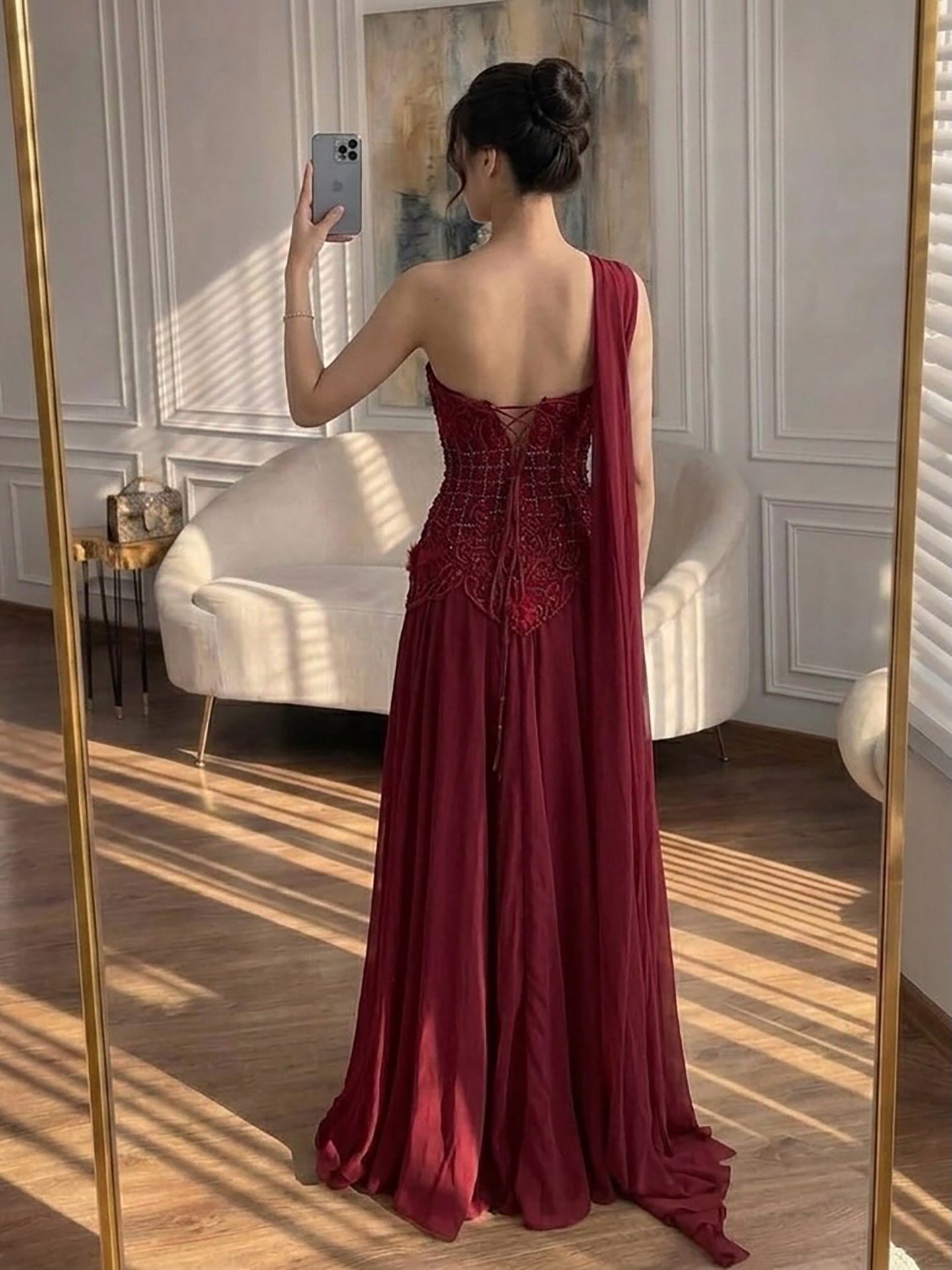 Luxury Pink Arabic Floral chiffon Evening Dress With Cape LA73451 SERENE HILL
