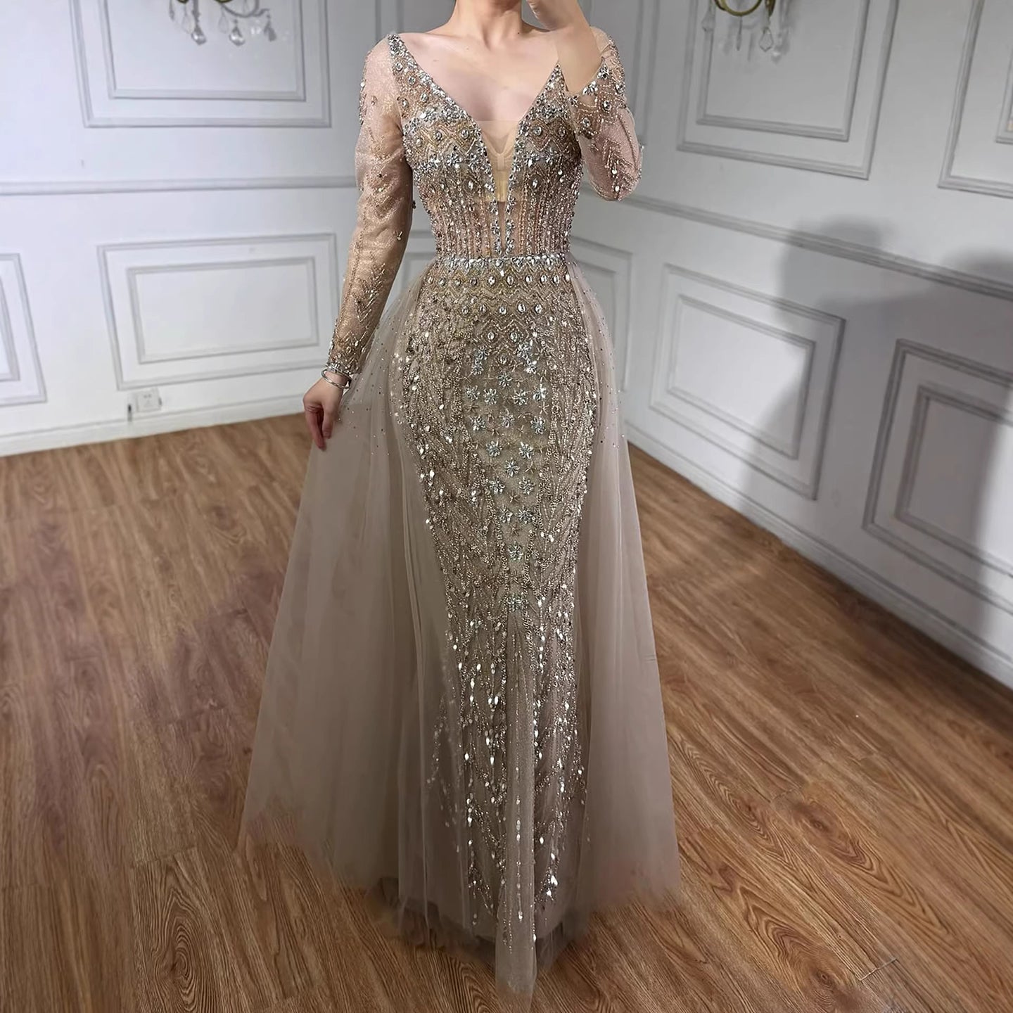 Serene Hill Modest Caramel Long Evening Dress With Skirt LA73452 - turquoise / 16 Serene Hill Modest Caramel Long Evening Dress With Skirt LA73452 - turquoise / 16