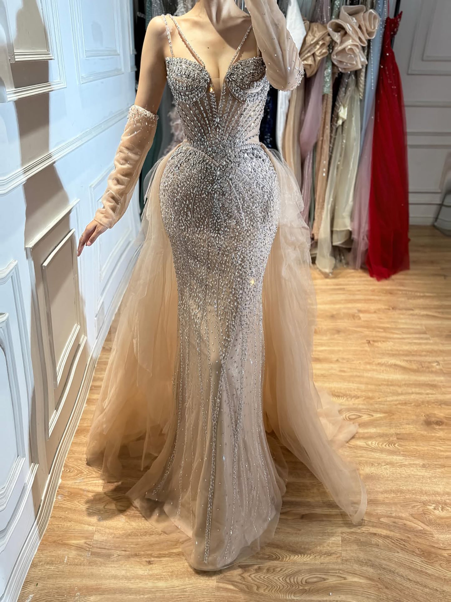 Luxury Green Beaded Mermaid Evening Dresses with Skirt LA73455 SERENE HILL
