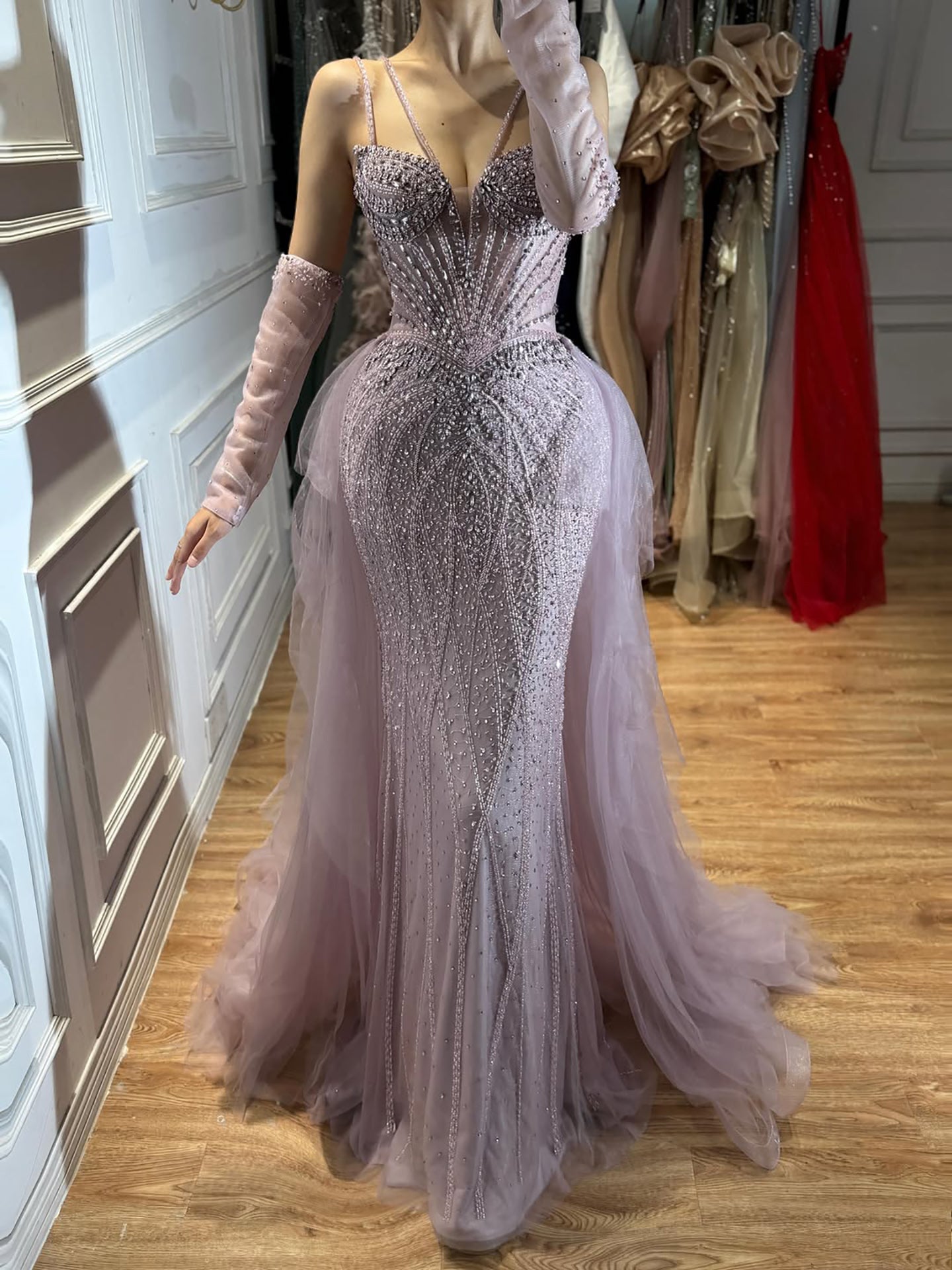Luxury Green Beaded Mermaid Evening Dresses with Skirt LA73455 SERENE HILL