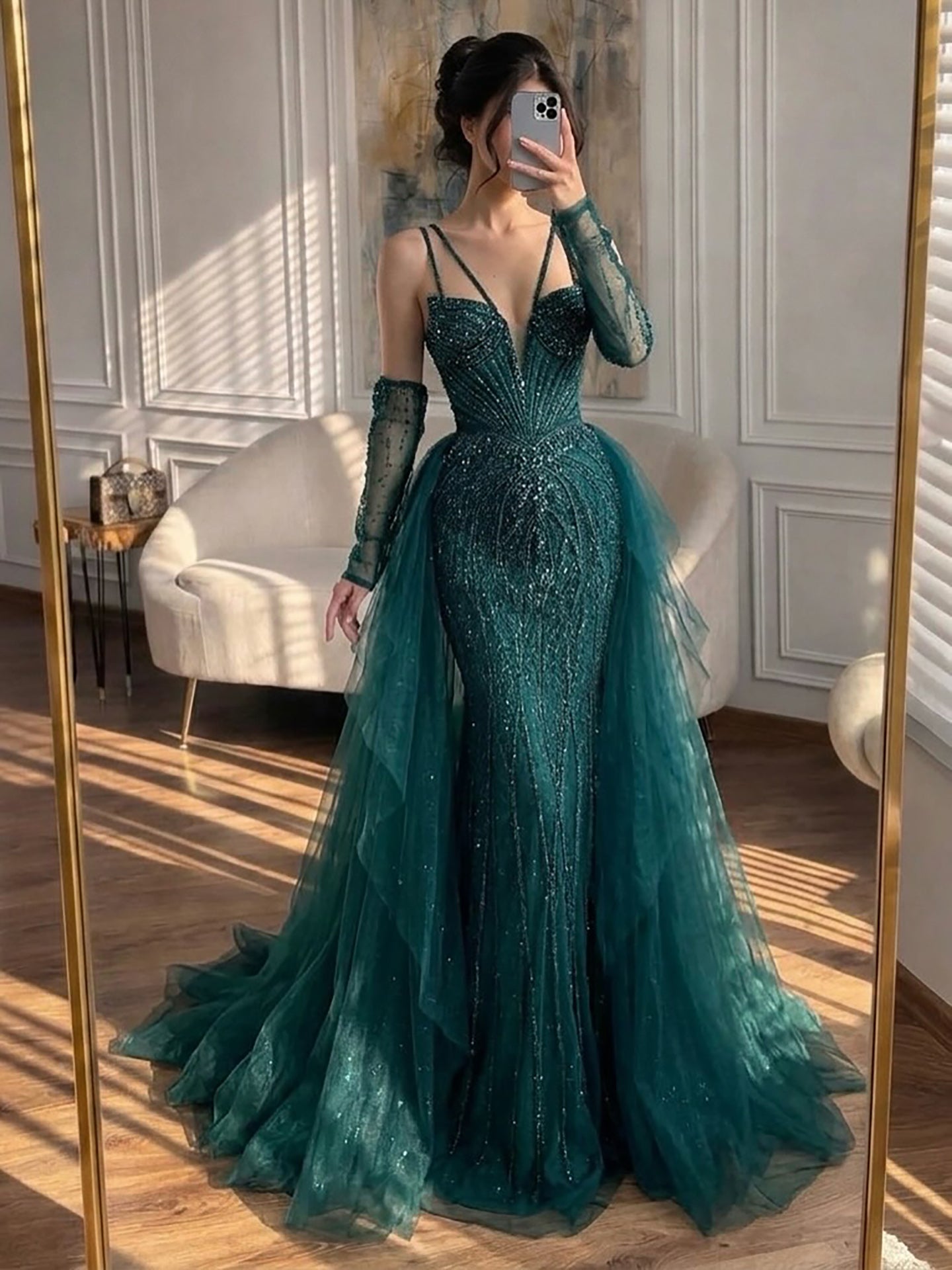 Luxury Green Beaded Mermaid Evening Dresses with Skirt LA73455 SERENE HILL