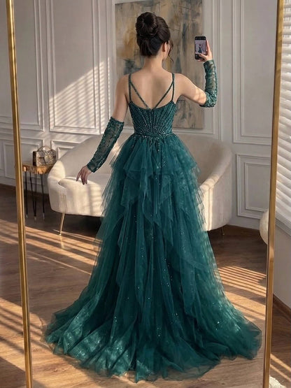 Luxury Green Beaded Mermaid Evening Dresses with Skirt LA73455 SERENE HILL