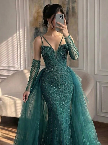 Luxury Green Beaded Mermaid Evening Dresses with Skirt LA73455 SERENE HILL