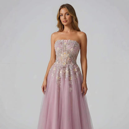 Luxury Saudi Arabic Pink Appliques Beaded Mermaid Prom Dress LA73458