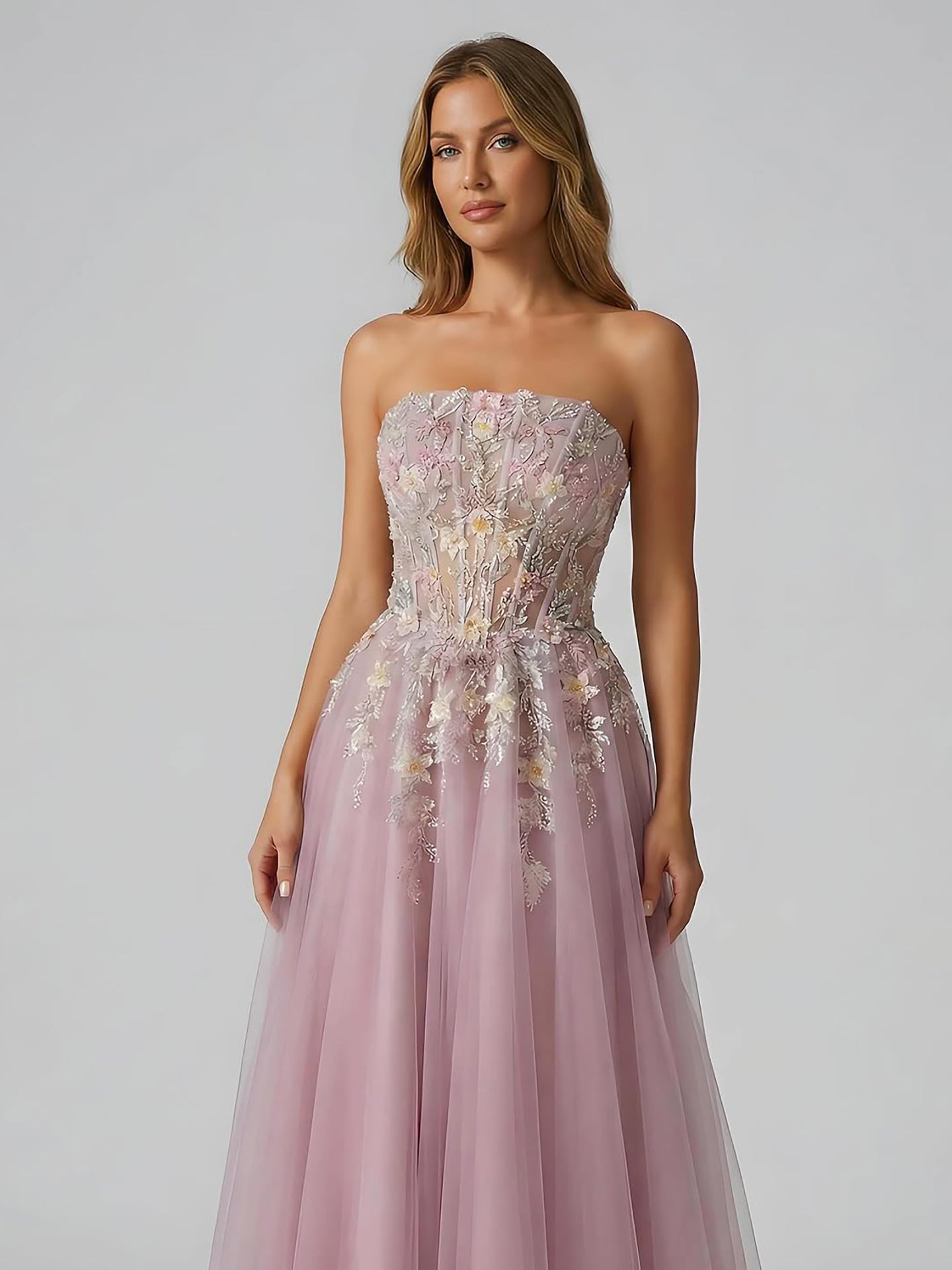 Luxury Saudi Arabic Pink Appliques Beaded Mermaid Prom Dress LA73458
