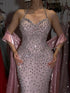 Luxury Blue Diamond Halter Evening Dress With Cape LA73471 SERENE HILL