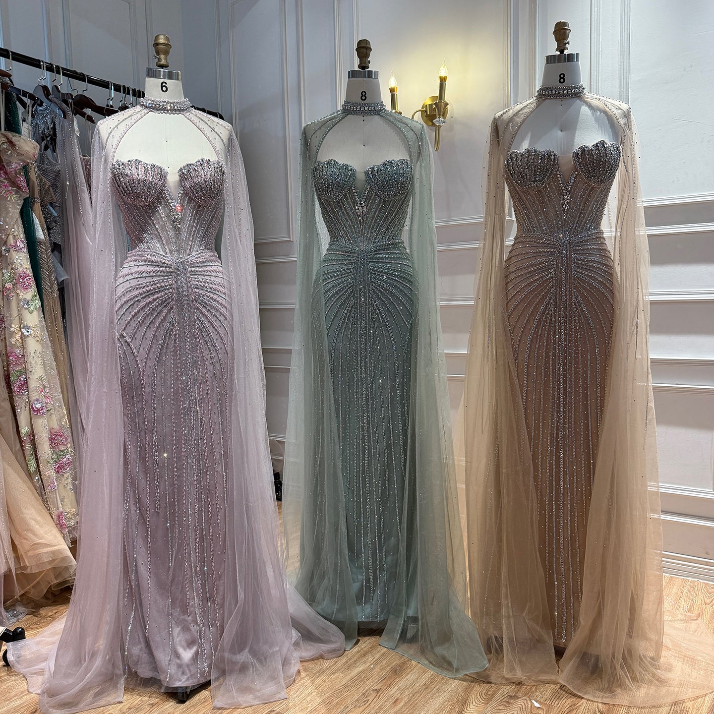 Luxury Nude High Neck Crystal Beaded Mermaid Dress LA73474A SERENE HILL