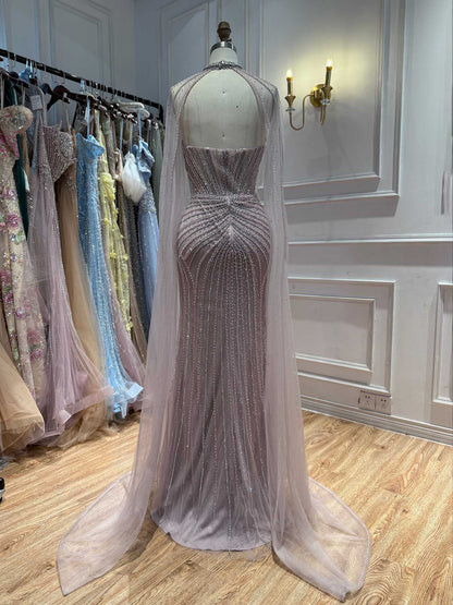 Luxury Nude High Neck Crystal Beaded Mermaid Dress LA73474A SERENE HILL
