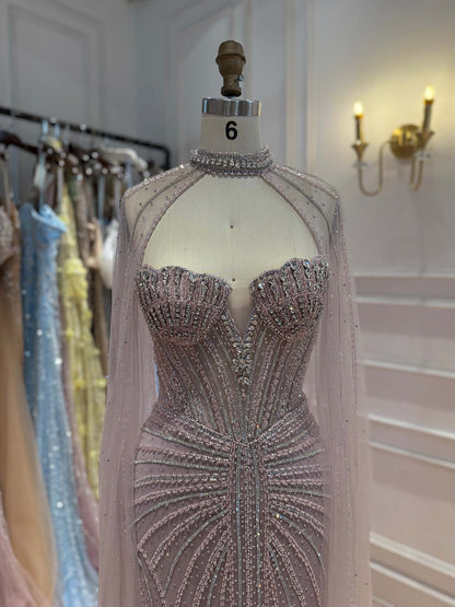 Luxury Nude High Neck Crystal Beaded Mermaid Dress LA73474A SERENE HILL