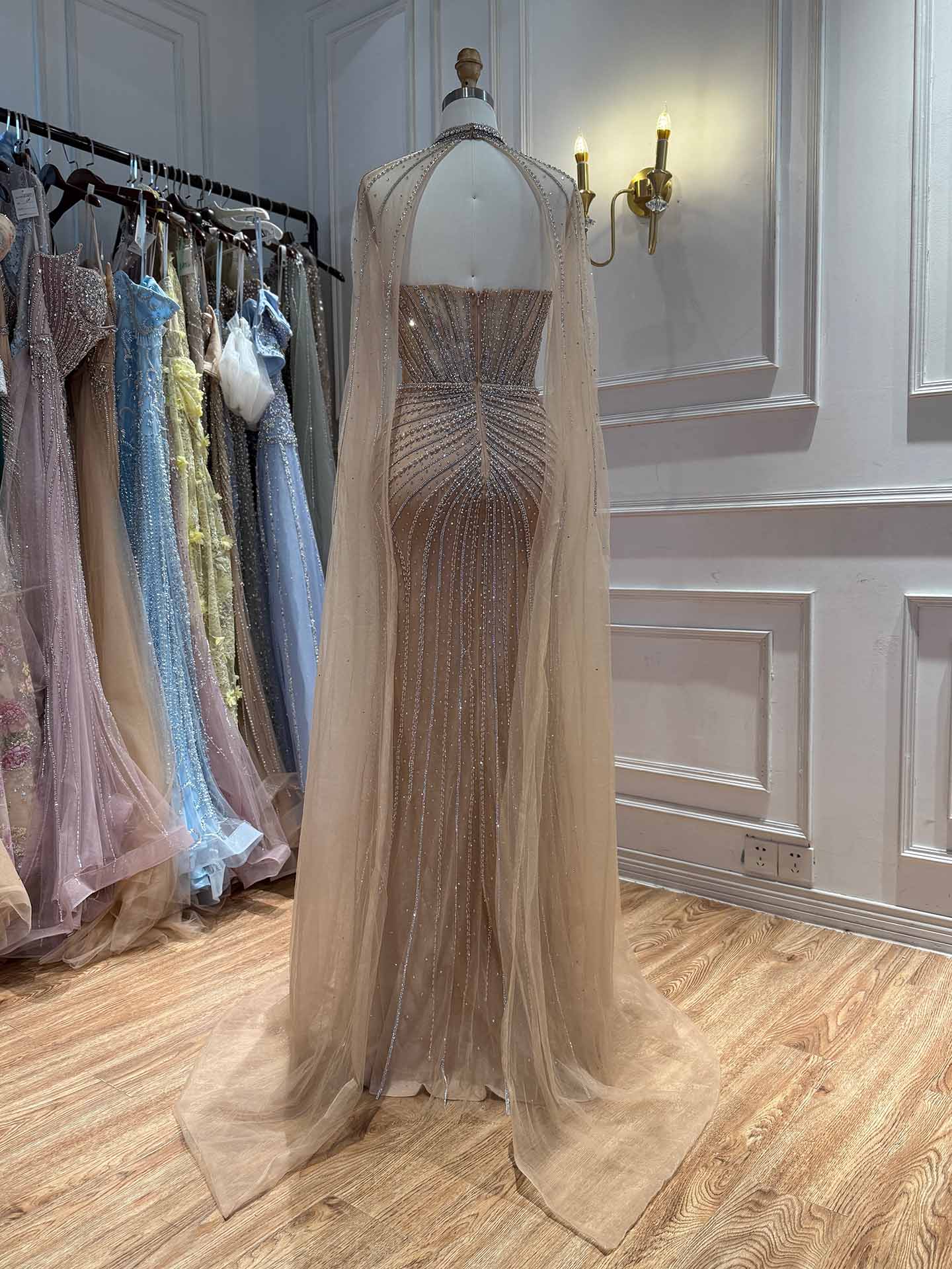 Luxury Nude High Neck Crystal Beaded Mermaid Dress LA73474A SERENE HILL