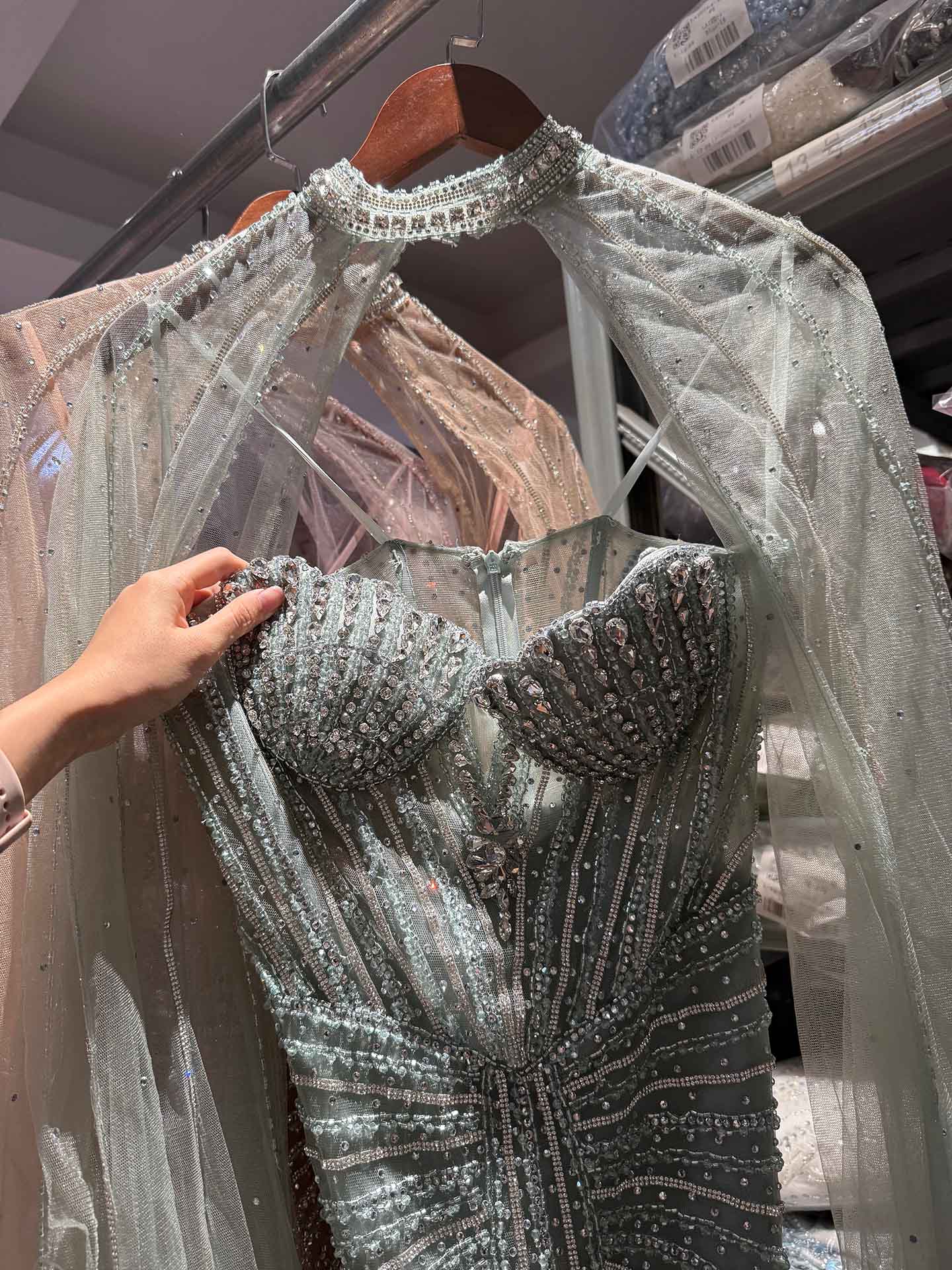 Luxury Nude High Neck Crystal Beaded Mermaid Dress LA73474A SERENE HILL