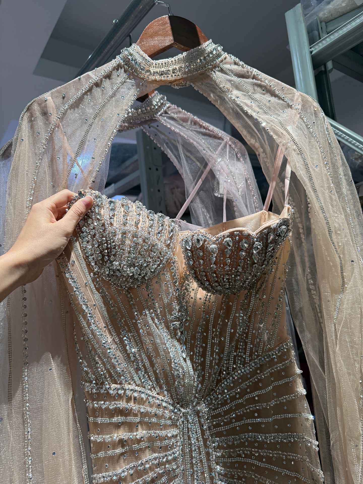 Luxury Nude High Neck Crystal Beaded Mermaid Dress LA73474A SERENE HILL