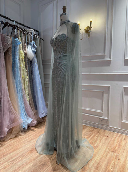 Luxury Nude High Neck Crystal Beaded Mermaid Dress LA73474A SERENE HILL