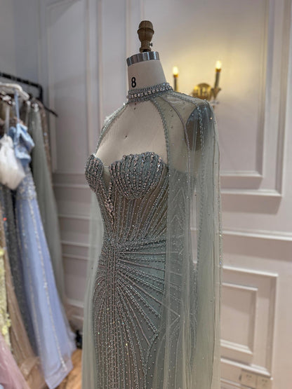 Luxury Nude High Neck Crystal Beaded Mermaid Dress LA73474A SERENE HILL