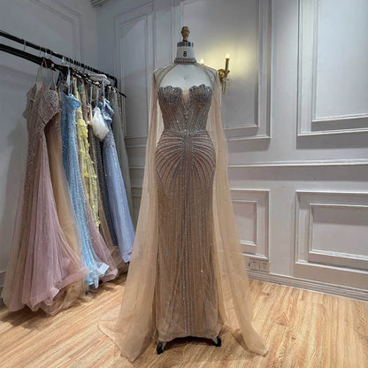 Luxury Nude High Neck Crystal Beaded Mermaid Dress LA73474A SERENE HILL