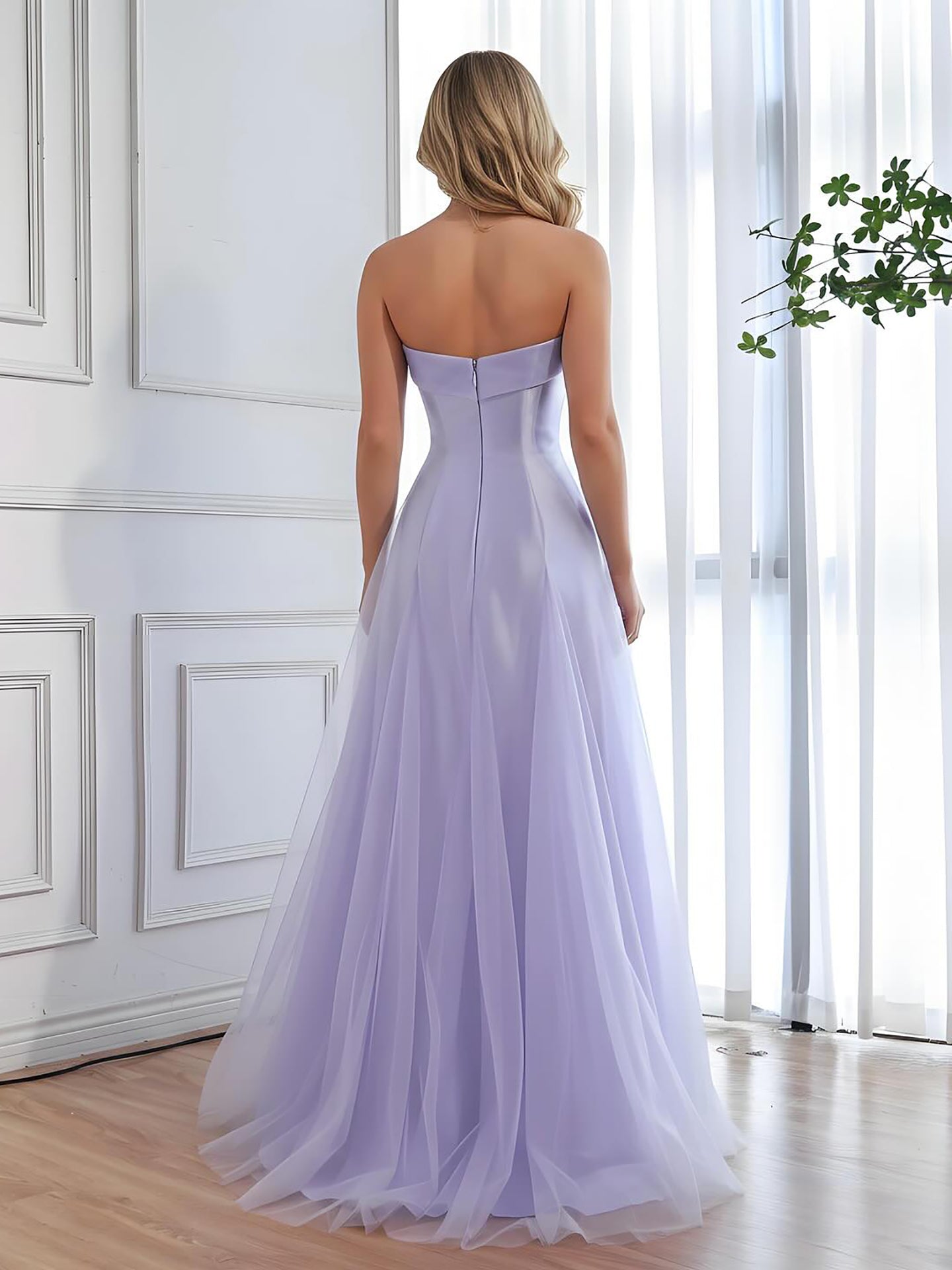 Luxury Lilac Strapless A-Line Tulle Evening Dress LA73475 - SERENE  HILL