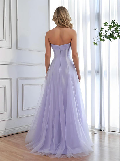 Luxury Lilac Strapless A-Line Tulle Evening Dress LA73475 - SERENE  HILL