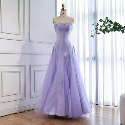 Luxury Lilac Strapless A-Line Tulle Evening Dress LA73475 - SERENE  HILL