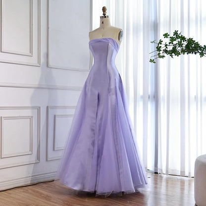Luxury Lilac Strapless A-Line Tulle Evening Dress LA73475 - SERENE  HILL