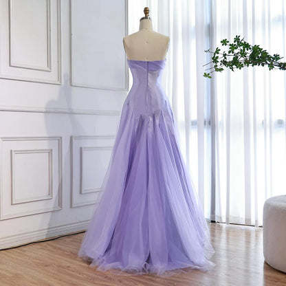 Luxury Lilac Strapless A-Line Tulle Evening Dress LA73475 - SERENE  HILL
