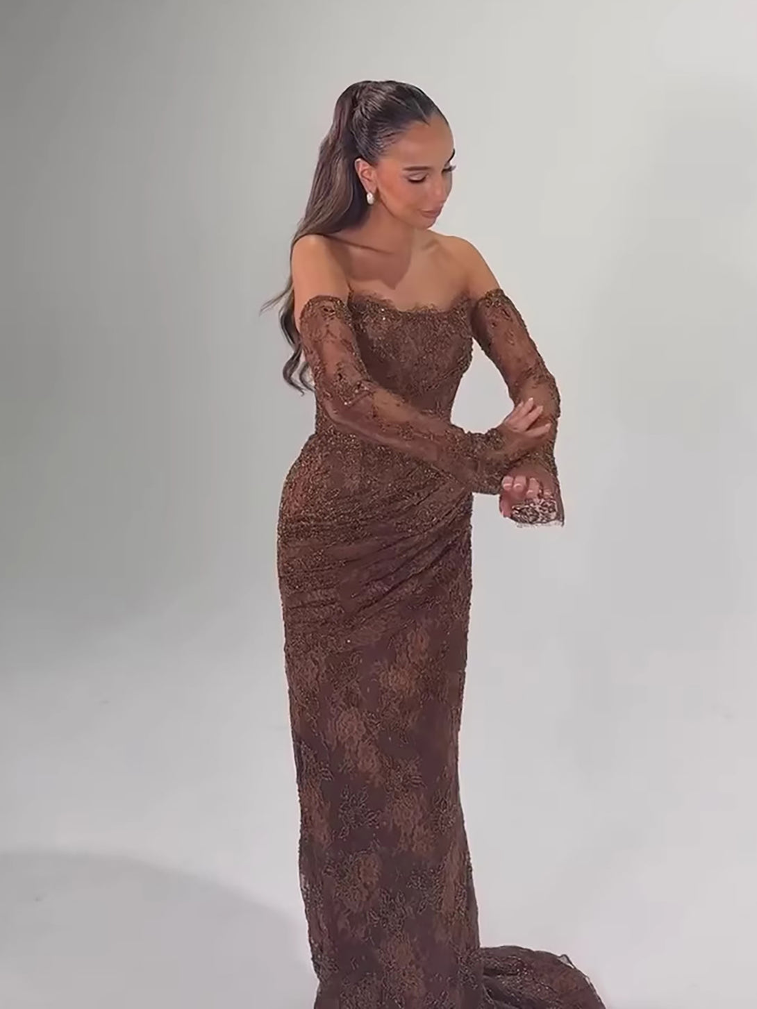 chinese dress ladies Pretty Angel Lace Slip Dress Coffee |All Dec'd Out main image 1