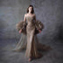 Luxury Gold Strapless Crystal Beaded Mermaid Evening Dress With Cape LA73489A - SERENE  HILL