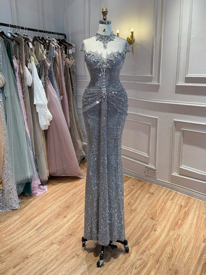 Luxury Gold Crystal Beaded Mermaid Evening Dress LA73491 SERENE HILL