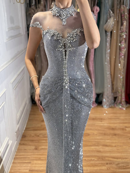 Luxury Gold Crystal Beaded Mermaid Evening Dress LA73491 SERENE HILL