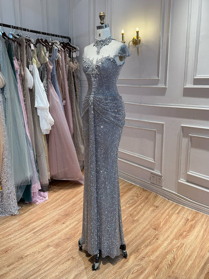Luxury Gold Crystal Beaded Mermaid Evening Dress LA73491 SERENE HILL