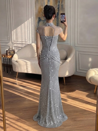 Luxury Gold Crystal Beaded Mermaid Evening Dress LA73491 SERENE HILL