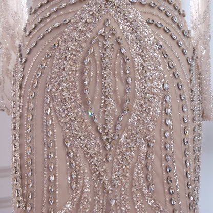 Luxury Nude Modest Long Sleeves Diamond Beaded Mermaid Evening Dress LA73504 - SERENE  HILL